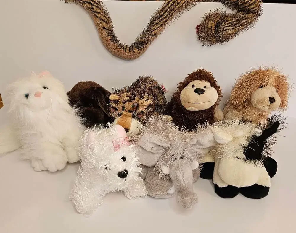 Lot of 9 Ganz Webkinz Plush Animals + 1 Angel Outfit No Codes Cat Monkey Snake